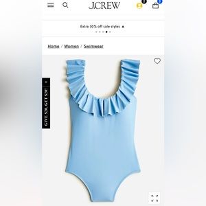 New With Tag J. Crew Waffle Scoop One Piece Size 18 in Blue Mist.